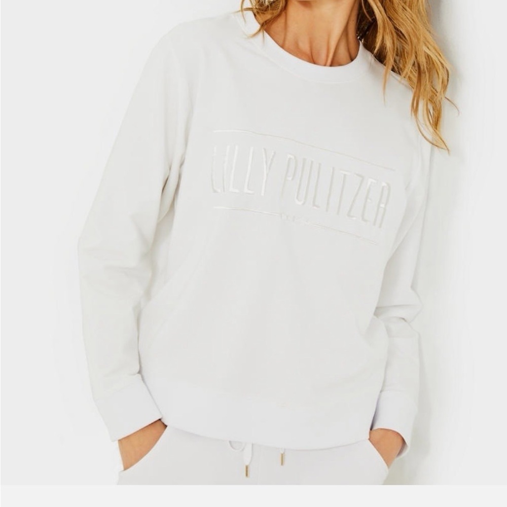 Lilly Pulitzer Women's White Sweatshirt.  Ballad embroidery sweatshirt.